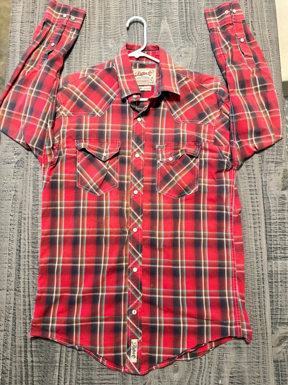 Rafter C Red Plaid Western-Style Button-Down Shirt